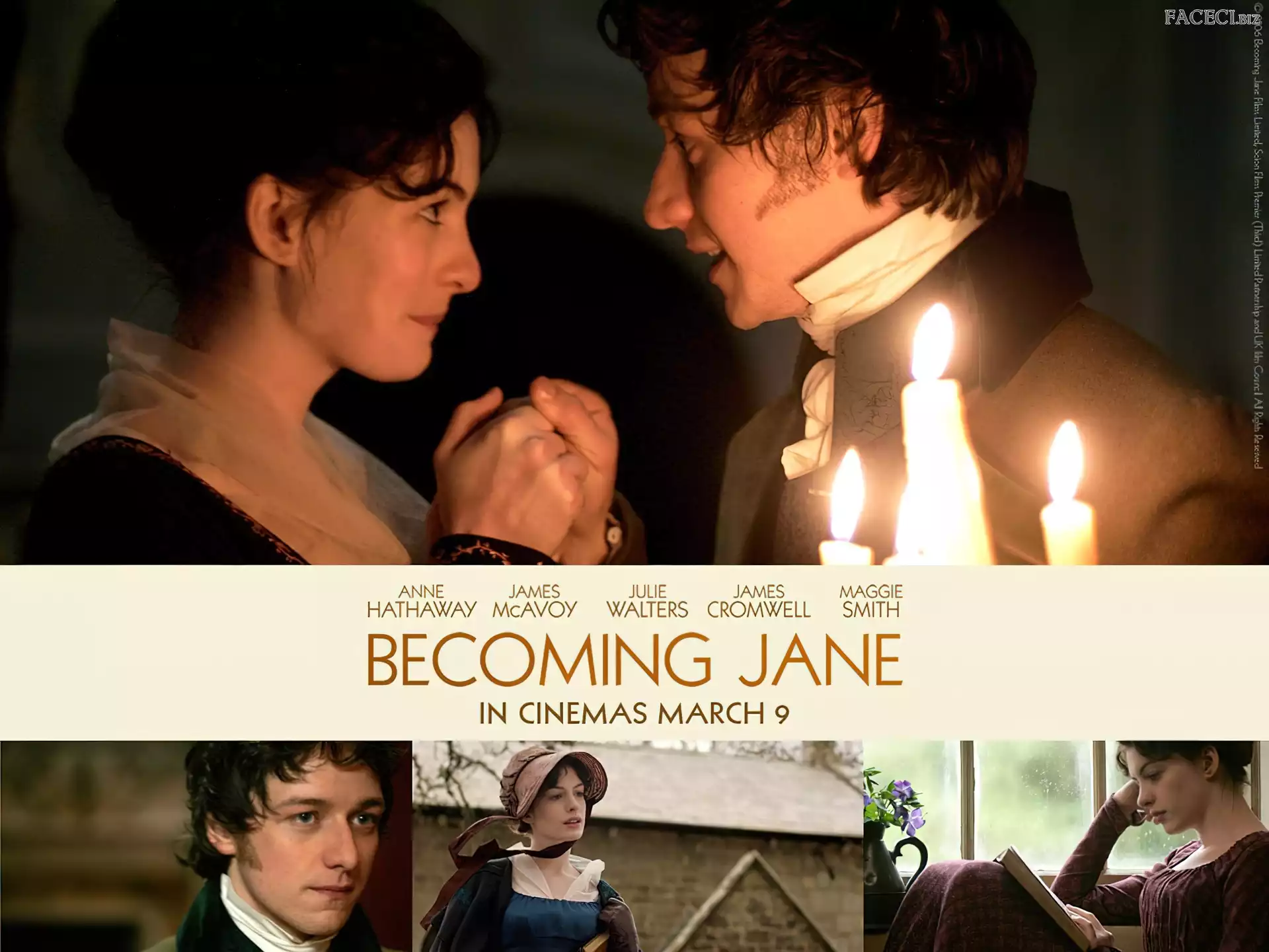 Anne Hathaway, świeczki, Becoming Jane, James McAvoy