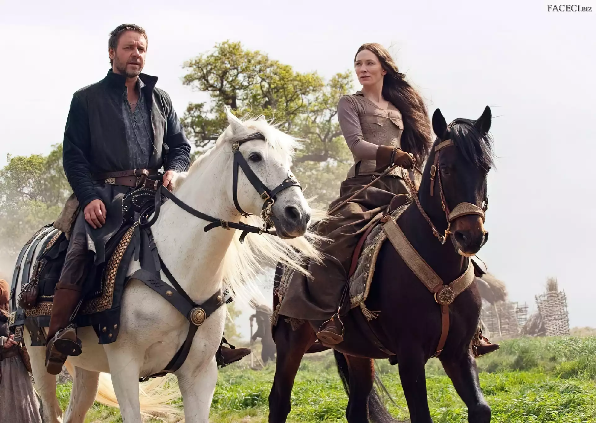 Kate Blanchett, Russell Crowe, Konie, Film, Robin Hood